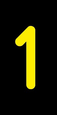 Schild Einzelziffer 1 | gelb · schwarz selbstklebend
