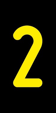 Schild Einzelziffer 2 | gelb · schwarz selbstklebend