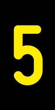 Schild Einzelziffer 5 | gelb · schwarz selbstklebend