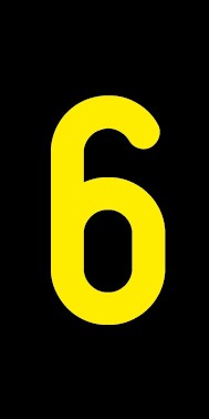 Schild Einzelziffer 6 | gelb · schwarz
