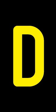 Aufkleber Einzelbuchstabe D | gelb · schwarz | stark haftend