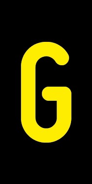 Aufkleber Einzelbuchstabe G | gelb · schwarz | stark haftend