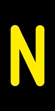 Aufkleber Einzelbuchstabe N | gelb · schwarz | stark haftend