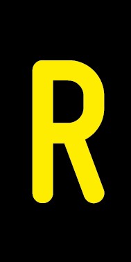 Aufkleber Einzelbuchstabe R | gelb · schwarz | stark haftend