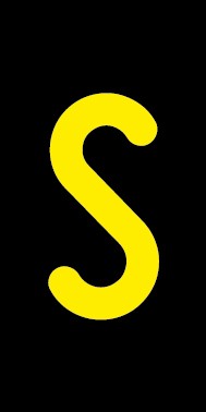 Magnetschild Einzelbuchstabe S | gelb · schwarz