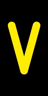 Aufkleber Einzelbuchstabe V | gelb · schwarz | stark haftend