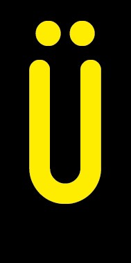 Aufkleber Einzelbuchstabe Ü | gelb · schwarz | stark haftend