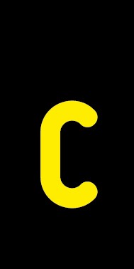Aufkleber Einzelbuchstabe c | gelb · schwarz | stark haftend