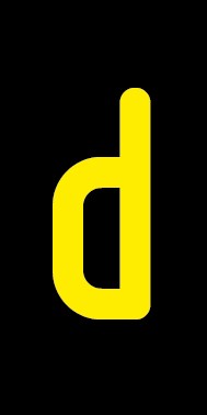 Aufkleber Einzelbuchstabe d | gelb · schwarz