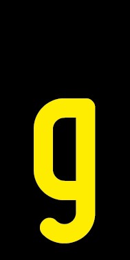 Schild Einzelbuchstabe g | gelb · schwarz