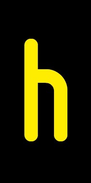 Aufkleber Einzelbuchstabe h | gelb · schwarz | stark haftend
