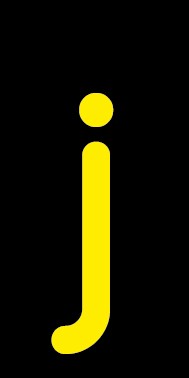 Schild Einzelbuchstabe j | gelb · schwarz