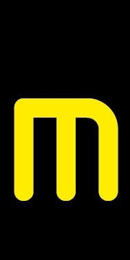 Schild Einzelbuchstabe m | gelb · schwarz selbstklebend
