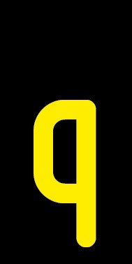 Aufkleber Einzelbuchstabe q | gelb · schwarz