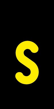 Schild Einzelbuchstabe s | gelb · schwarz selbstklebend