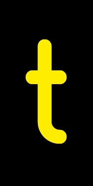 Schild Einzelbuchstabe t | gelb · schwarz selbstklebend