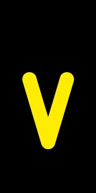 Schild Einzelbuchstabe v | gelb · schwarz selbstklebend