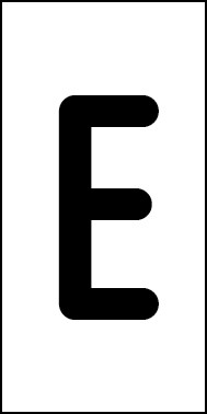 Schild Einzelbuchstabe E | schwarz · weiß