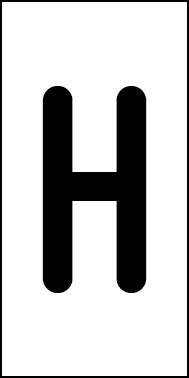 Aufkleber Einzelbuchstabe H | schwarz · weiß | stark haftend