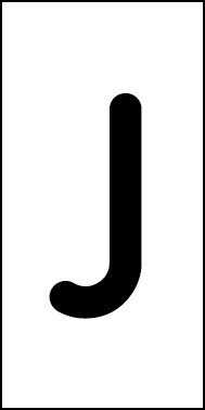 Magnetschild Einzelbuchstabe J | schwarz · weiß