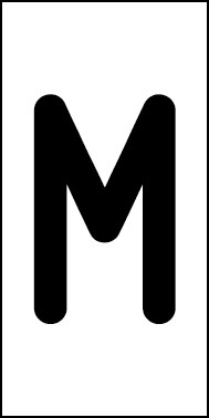 Magnetschild Einzelbuchstabe M | schwarz · weiß