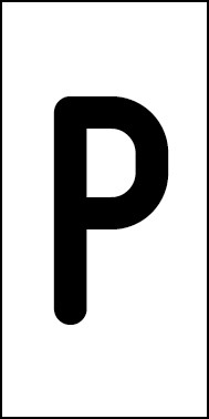 Schild Einzelbuchstabe P | schwarz · weiß