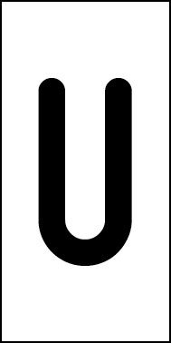 Schild Einzelbuchstabe U | schwarz · weiß selbstklebend