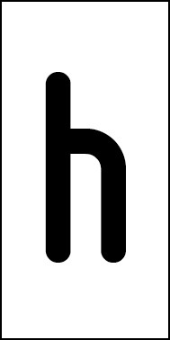 Schild Einzelbuchstabe h | schwarz · weiß selbstklebend