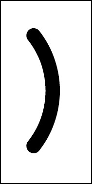 Schild Sonderzeichen Klammer zu | schwarz · weiß selbstklebend