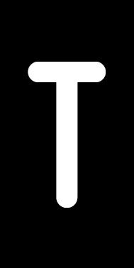 Schild Einzelbuchstabe T | weiß · schwarz