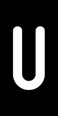 Schild Einzelbuchstabe U | weiß · schwarz selbstklebend