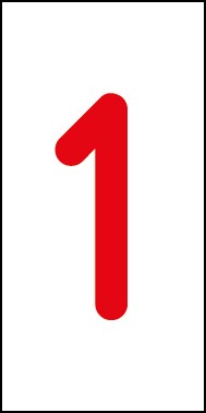 Schild Einzelziffer 1 | rot · weiß