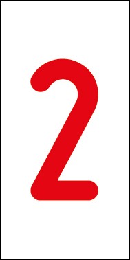 Schild Einzelziffer 2 | rot · weiß selbstklebend