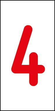 Magnetschild Einzelziffer 4 | rot · weiß