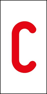 Magnetschild Einzelbuchstabe C | rot · weiß