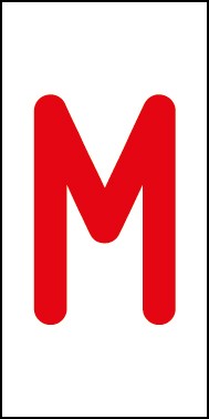 Schild Einzelbuchstabe M | rot · weiß selbstklebend