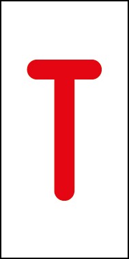 Aufkleber Einzelbuchstabe T | rot · weiß