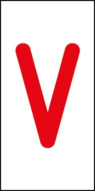 Magnetschild Einzelbuchstabe V | rot · weiß