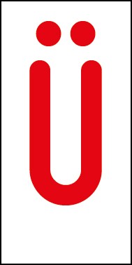 Schild Einzelbuchstabe Ü | rot · weiß selbstklebend