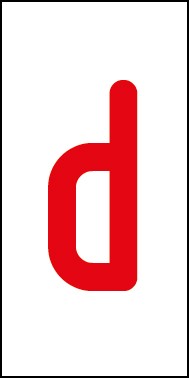 Aufkleber Einzelbuchstabe d | rot · weiß