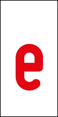 Schild Einzelbuchstabe e | rot · weiß selbstklebend