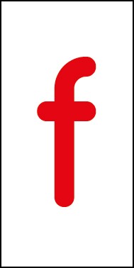 Schild Einzelbuchstabe f | rot · weiß selbstklebend
