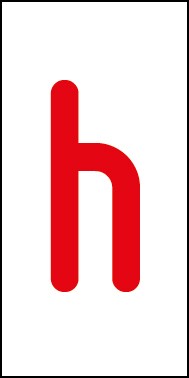Schild Einzelbuchstabe h | rot · weiß selbstklebend