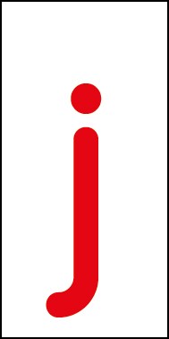 Schild Einzelbuchstabe j | rot · weiß selbstklebend