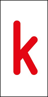 Aufkleber Einzelbuchstabe k | rot · weiß