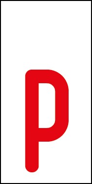 Schild Einzelbuchstabe p | rot · weiß selbstklebend