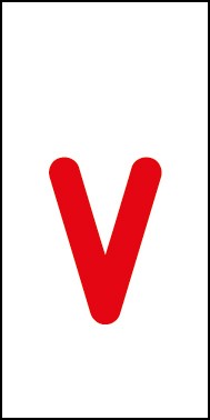 Aufkleber Einzelbuchstabe v | rot · weiß