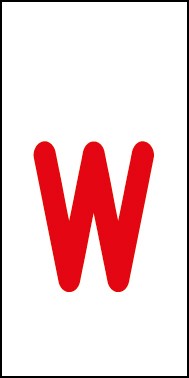 Schild Einzelbuchstabe w | rot · weiß selbstklebend