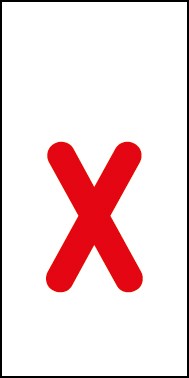 Schild Einzelbuchstabe x | rot · weiß selbstklebend
