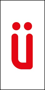 Magnetschild Einzelbuchstabe ü | rot · weiß